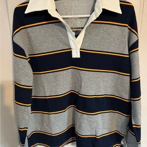 Striped Navy and Gray Women's Top